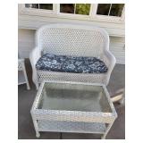5-Piece White Wicker Patio Set Loveseat Chairs Tables Cushions Covers