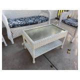 5-Piece White Wicker Patio Set Loveseat Chairs Tables Cushions Covers