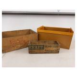Vintage Wooden Advertising Crates & File Box Rustic Decor Storage