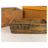 Vintage Wooden Advertising Crates & File Box Rustic Decor Storage