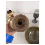 Lot of Assorted Studio Art Pottery Bowls Goblets & Planter
