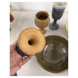Lot of Assorted Studio Art Pottery Bowls Goblets & Planter