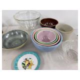 Lot of Assorted Vintage Mixing Serving Bowls & Hand Painted Plate