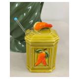 Vintage Art Red Wing Pottery Vase & Helton Japan Pepper Lidded Holder