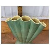 Vintage Red Wing USA Art Pottery Fan Vase Green Matte Glaze 416