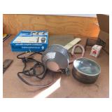 Box Lot of Vintage Desk & Household Items Slide Rule Lamp Raycine