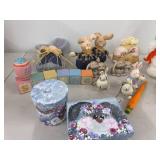 Assorted Easter Bunny Spring Decor Lot Plush Figurines Boxes & Pens
