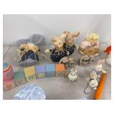Assorted Easter Bunny Spring Decor Lot Plush Figurines Boxes & Pens