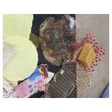 Box Lot of Assorted Holiday Linens Serving Trays Plates Decor