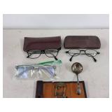 Vintage AOUW Fraternal Badge Eyeglasses Cases Silverplate Mixed Lot