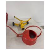 Vintage Garden Decor Lot Red Planters Watering Can Poppy Sprinkler