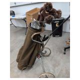 Vintage Palm Springs Golf Club Set w Bag Pull Cart & Headcovers
