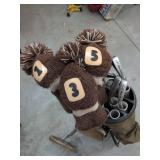 Vintage Palm Springs Golf Club Set w Bag Pull Cart & Headcovers