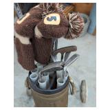 Vintage Palm Springs Golf Club Set w Bag Pull Cart & Headcovers