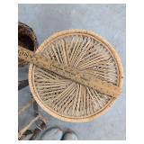Rustic Twig Plant Stand Wicker Side Table & Basket Decor Set