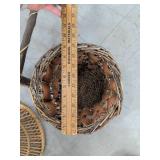 Rustic Twig Plant Stand Wicker Side Table & Basket Decor Set