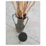 Decorative Floor Vase Set Woven Vase Branches and PartyLite Candle Pedestal Stand