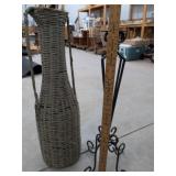 Decorative Floor Vase Set Woven Vase Branches and PartyLite Candle Pedestal Stand