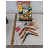Lot of Vintage Toys Games Simpsons Chess Set Boomerangs Wooden Top