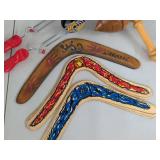 Lot of Vintage Toys Games Simpsons Chess Set Boomerangs Wooden Top