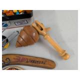 Lot of Vintage Toys Games Simpsons Chess Set Boomerangs Wooden Top