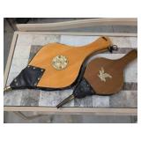 Pair of Vintage Wooden Fireplace Bellows Brass & Leather Decor
