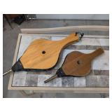 Pair of Vintage Wooden Fireplace Bellows Brass & Leather Decor