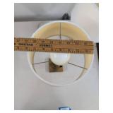 Pair of Modern Brass Tone Table Lamps With White Drum Shades