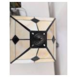 Pair of Tiffany Style Stained Glass Accent Table Lamps Mission Design