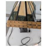 Pair of Tiffany Style Stained Glass Accent Table Lamps Mission Design