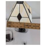 Pair of Tiffany Style Stained Glass Accent Table Lamps Mission Design