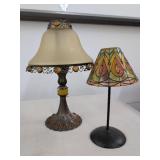 Tiffany Style Accent Lamp and PartyLite Metal Glass Shades Table Decor