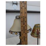 Tiffany Style Accent Lamp and PartyLite Metal Glass Shades Table Decor
