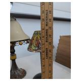 Tiffany Style Accent Lamp and PartyLite Metal Glass Shades Table Decor