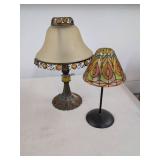 Tiffany Style Accent Lamp and PartyLite Metal Glass Shades Table Decor