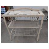 Hampton Bay Tile Top Bakers Rack Kitchen Cart w Mug Hooks See Photos