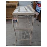 Hampton Bay Tile Top Bakers Rack Kitchen Cart w Mug Hooks See Photos