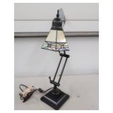 Tiffany Style Adjustable Desk Lamp Stained Glass Shade Black Metal