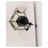 Tiffany Style Adjustable Desk Lamp Stained Glass Shade Black Metal