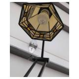Tiffany Style Adjustable Desk Lamp Stained Glass Shade Black Metal