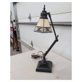 Tiffany Style Adjustable Desk Lamp Stained Glass Shade Black Metal