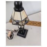 Tiffany Style Adjustable Desk Lamp Stained Glass Shade Black Metal