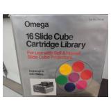 Omega 16 Slide Cube Cartridge Library w/ 16 Cubes Box Labels
