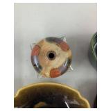 Vintage Pottery Ashtray Lot w Bubble Glass Paperweight Bud Vase Bowl