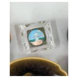 Vintage Pottery Ashtray Lot w Bubble Glass Paperweight Bud Vase Bowl