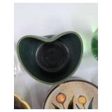 Vintage Pottery Ashtray Lot w Bubble Glass Paperweight Bud Vase Bowl