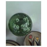 Vintage Pottery Ashtray Lot w Bubble Glass Paperweight Bud Vase Bowl