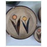 Vintage Pottery Ashtray Lot w Bubble Glass Paperweight Bud Vase Bowl