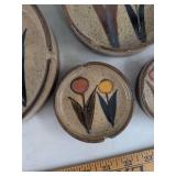 Vintage Pottery Ashtray Lot w Bubble Glass Paperweight Bud Vase Bowl