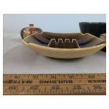 Vintage Pottery Ashtray Lot w Bubble Glass Paperweight Bud Vase Bowl